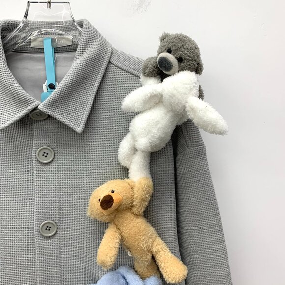 J18848 13DE MARZO Grey doll decoration lapel single-breasted long-sleeved - Picture 3 of 8